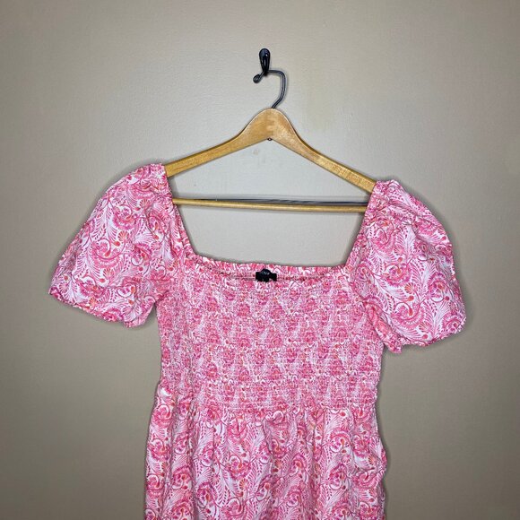 Sweet Girlhood Aesthetic Pink Babydoll J. Crew Dress 100% Cotton Puff Sleeves - Picture 3 of 9